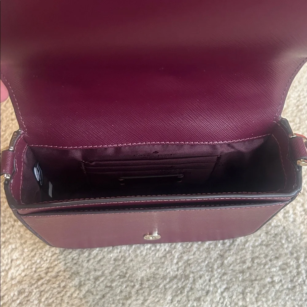 Kate Spade Square CB Soffiano leather bag.  Deep berry color.  NWT - Picture 6 of 12